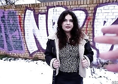 GERMAN SCOUT - Curvy Large natural Breasts Teen eighteen Rose Noir get bushy Twat Drilled at Casting out of cock-sock in Berlin - The complete clip, a