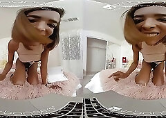 VRBTrans Sexy Ebony Shemale Jerking Cock On Bed