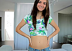 Skinny sizequeen teen getting covered in cum