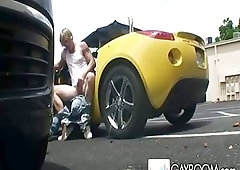 Horny Guy Riding On Dick In The Car