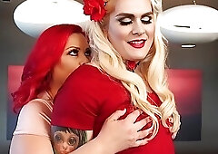 BBW redhead gets pussy pounded by cute shemale Isabelle Sorrenti