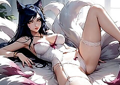 Futa Ahri Nine Tailed Fox. AI generated from League of Legends