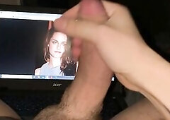 Wank on kristen stewart with explode jizz
