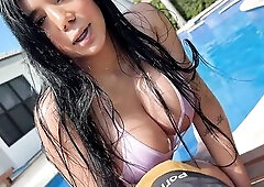 Latin chick With A Large Wet Butt Twerking On My Shlong PoolSide -Dia Bella & Teddy Tarantino