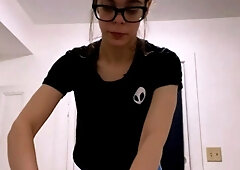 Small titted teen amateur rides dong and she loves it