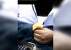 Kavi touching and doing hand job to her lover in Satin shorts at car