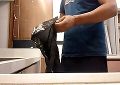 Daddy peeing public bathroom, gay latino big cock, black