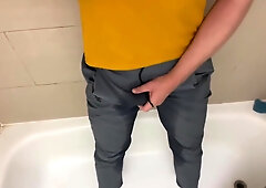 Pissed Myself Again After The Gym. Wanted To Suck My Pissy Cock