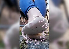 white socks in close up pleasure play.