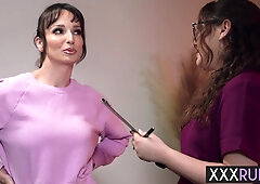 Big breasts lesbian enjoyed special massage