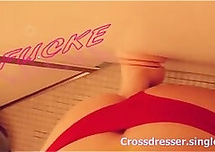 Chubby crossdresser with daddyissues plays with a big d