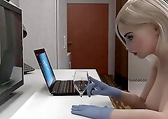 3d Futa with Female Robot - Shemale fucks Girl in Anal-Mouth