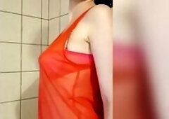 Charming wicked beauty plays with knows costume up in the shower