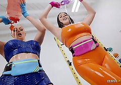 Porn actresses Angela White and Kayley Gunner Training