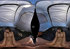 Ruka Inaba in A No-Bra, Big Tits Influencer Rolled Into My Tent Chased by a Bear - FantasistaVR