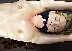 Bunny is Shackled, Gagged and Placed Under a Pendulum Blade Short Version