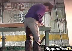 A Japanese girl urinates on herself while being filmed by a voyeur! Unbeknownst to them, their mischievous behavior was being recorded!