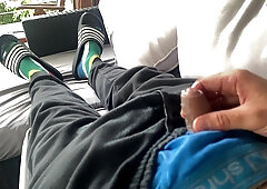 Too fatigued to wank in peed flooded layers when I went to sofa, concluded the cycle in the morn