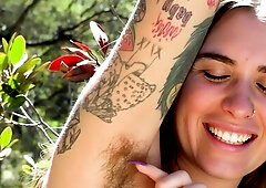 Hairy Armpit Brunette Posing Topless