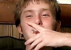 College guys Billy and Chain fuck around with pumpkins