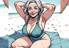 Toon style AI porn with mostly aged and aged hotties in revealing swimsuits. Lots of large breast cleavage and nipps pushing throughout teasing.