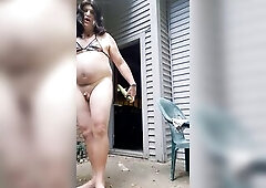 Victoria Lecherri is out on the patio in the midst of the day showing fresh uses for cucumbers. This might possibly be the massive cuke to slip up her