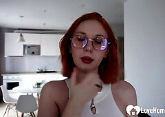 Sensational redhead rides my stiffy in cowgirl