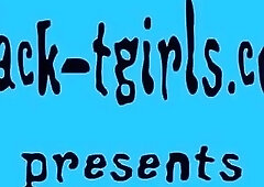 Ebony ghetto skank strips and strokes her big tranny dick