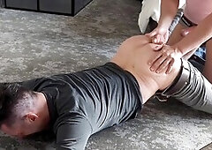 Straight businessman Mike books a hotel room and gets down to business nude