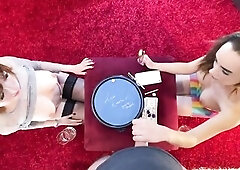 Tugjob Defiance with Hottest Brunette hair Alice and her Lewd Hot Redhead Skinny Fit Girlfriend BFF Lilly for greater amount Jizz flow and Cum in a Gl