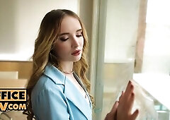 The pretty golden-haired Polly Yangs came to check out the office space. That babe can't live out of it, but shes hesitant to decide out of her s