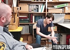 Strict officer detains straight suspect and pounds his ass for the first time