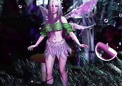 Stupid pale-skinned fairy gracefully posing in a elven woodland alone