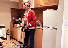 I caught Russie Goodboy giving Santa Claus a deep throat session