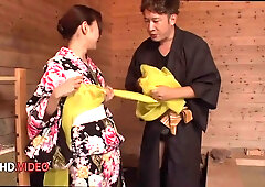 Steamy Sauna Seduction: Miu Suzuha's Wild Kimono Tease & Creampie