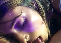 Two wet naked amateur babes having lesbian sex in the shower