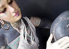 Trans Lily Lu loves to be a nice sissy for tattooed Anuskatzz, gets her schlong jerked off and is teased by Anuskatzz when this babe plays with it on 