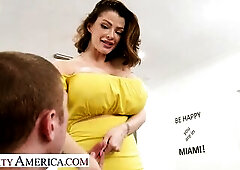 Lustful Joslyn James lures married dude with her giant breasts