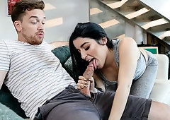 Good-looking young brunette Jessica Jewels fucked by a massive cock