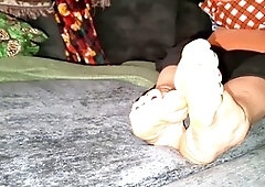 Adorable foot show with grandma for your enjoyment