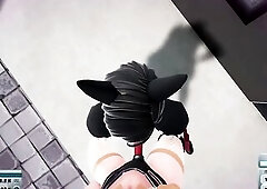 Meet Quadrobics, a cutie with a penis bangs a catgirl in the throat