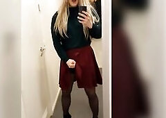 Masturbating in high heels and petticoat