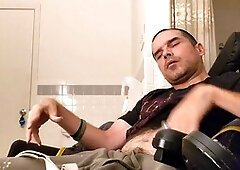 Bathroom, penis masturbation, jacking
