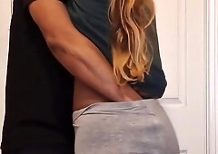 Stepmom Squirting Through Her Yoga Pant - She Was Horny & Called Stepson To Her Room