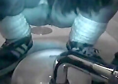 Amateur legs and the bushy cunt flash of girl