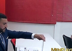 Suit and tie worker has his ass railed after sucking cock