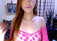 Asian Ladyboy in rosy observe thru