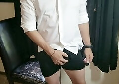 Jerk off, cum-shot, smoking