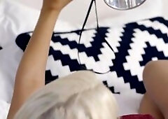 Kyle Mason can't stop staring when he walks in on Bridgette B. changing clothes. The busty coed peels off her bra and thong, then slips into a sh