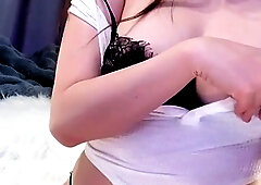 Stacked brunette goes solo toys and masturbation